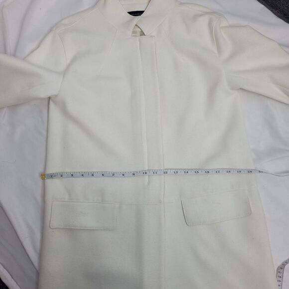ZARA WOMAN coat cream‎ ivory zip up long peacoat jacket L - Picture 10 of 11